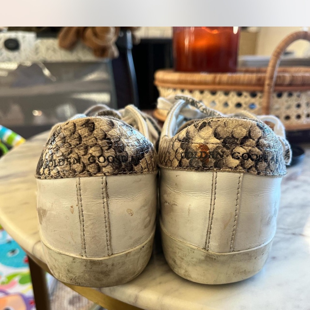 Golden Goose White Leather Low-Top Sneakers with Yellow Star - Picture 4 of 5